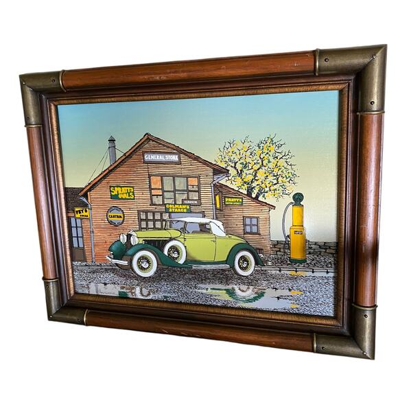 H. Hargrove Serigraph Oil Painting on Canvas Antique Car, General Store – Framed - Picture 10 of 16